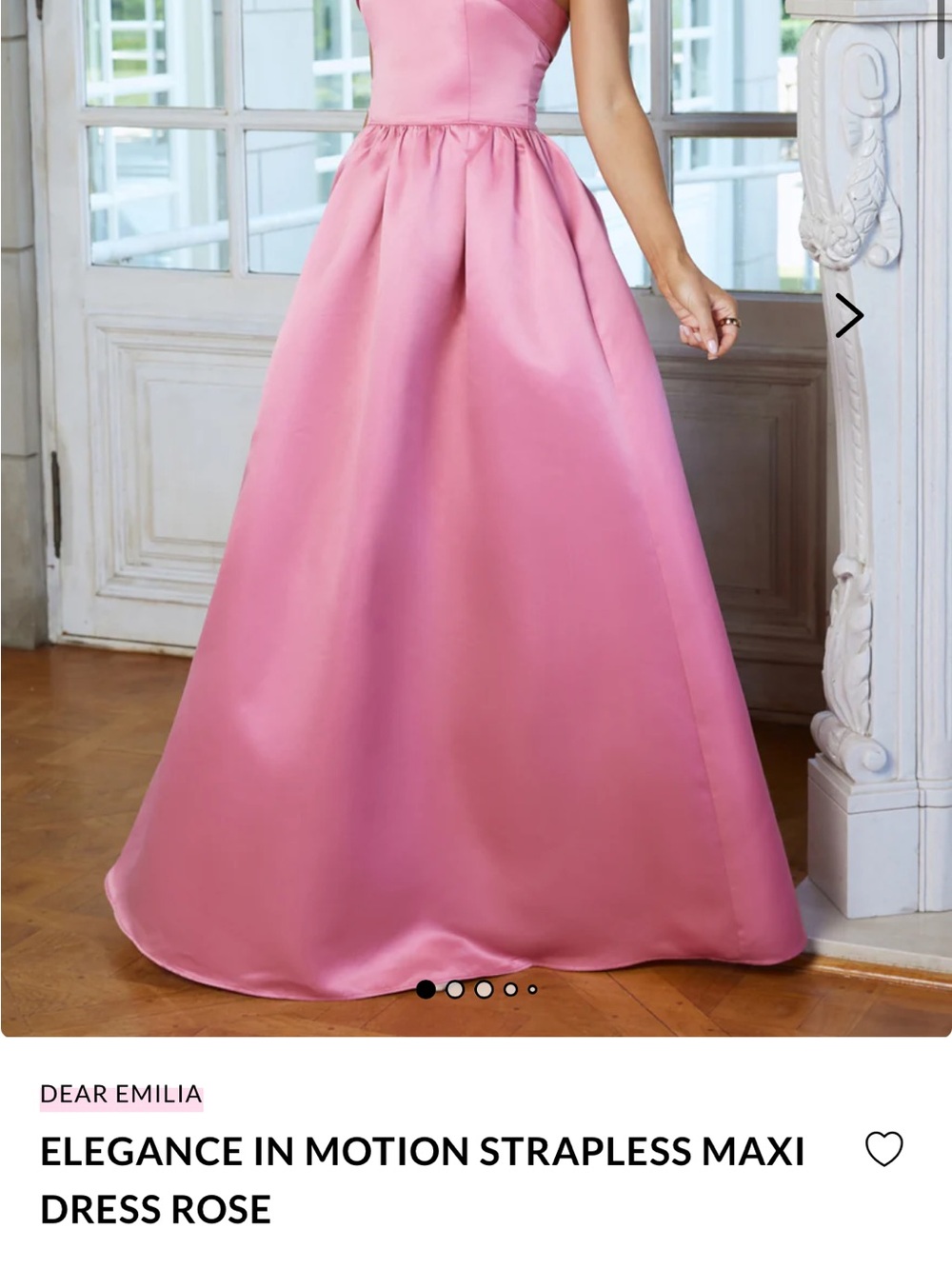 Hello Molly Strapless Satin Maxi Dress in Rose